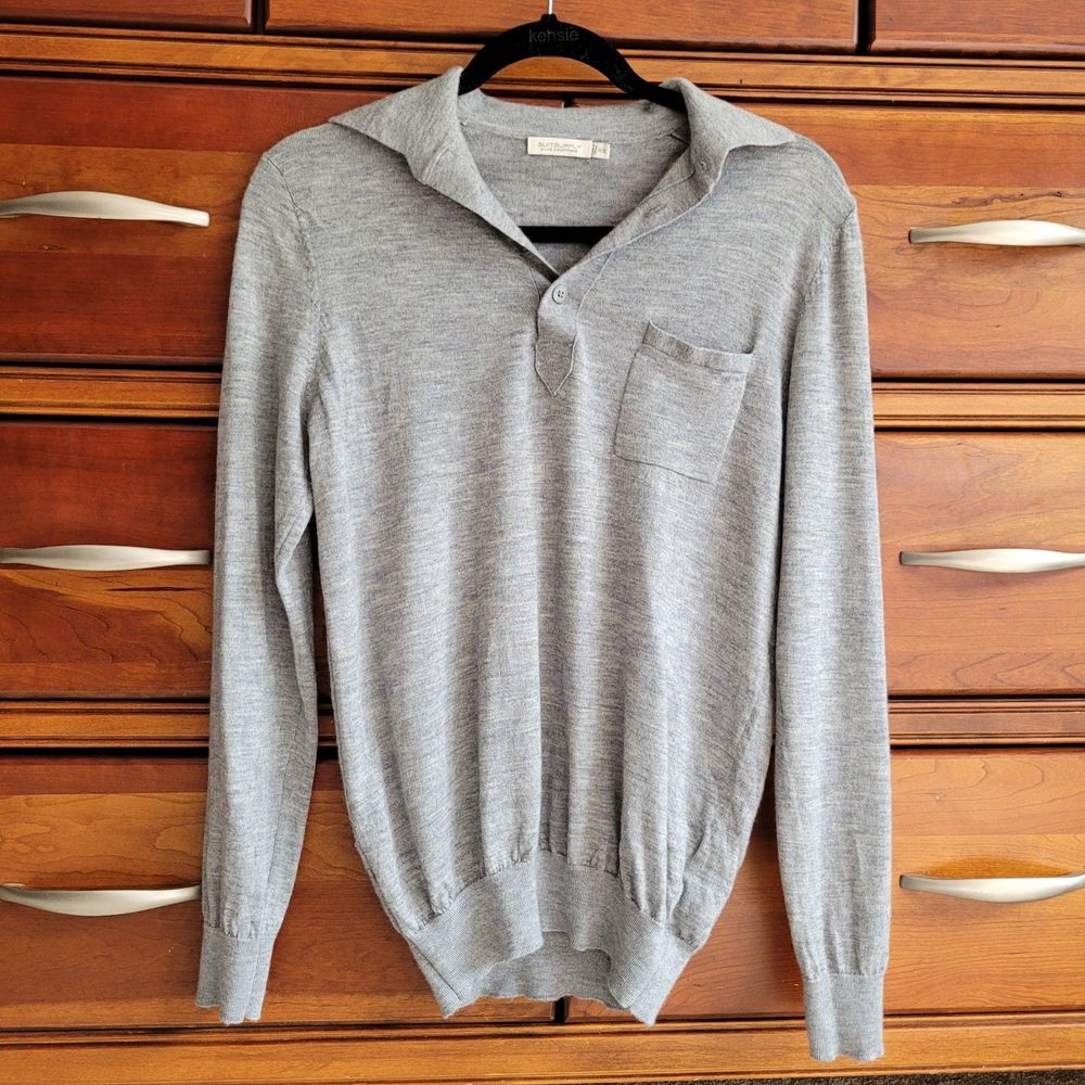 EUC Suit Supply Lightweight Cashmere Longsleeve Grey Polo (Size XS)